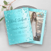 Turquoise Chic Glitter Foto Zoet 16 Kaart
