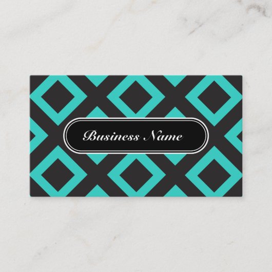 Turquoise Chic Graphic Square Patroon Visitekaartje (Voorkant)