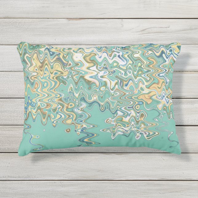 Turquoise Chic Unique Pattern Buitenkussen (Voorkant)