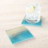 Turquoise Chic White Aqua Blue Glazen Onderzetter (Schuin)