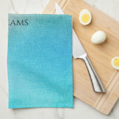 Turquoise Chic White Aqua Blue Theedoek (Quarter Fold)