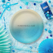 Turquoise Chic White Aqua Blue Wedding Papieren Bordje (Feest)