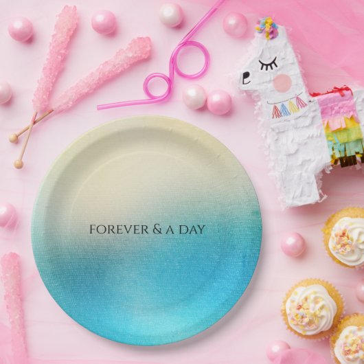 Turquoise Chic White Aqua Blue Wedding Papieren Bordje (Feest)