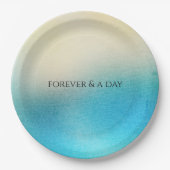 Turquoise Chic White Aqua Blue Wedding Papieren Bordje (Voorkant)