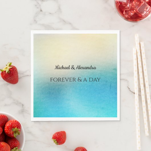 Turquoise Chic White Aqua Blue Wedding Servet (Insitu)