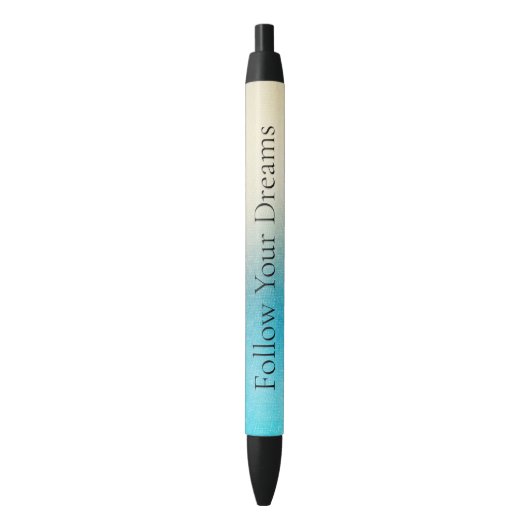 Turquoise Chic White Aqua Blue Zwarte Inkt Pen (Voorkant Verticaal)