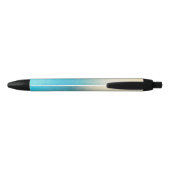 Turquoise Chic White Aqua Blue Zwarte Inkt Pen (Achterkant)