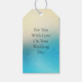 Turquoise Chic Witte Aqua Blauwe Bruiloft Cadeaulabel (Voorkant)