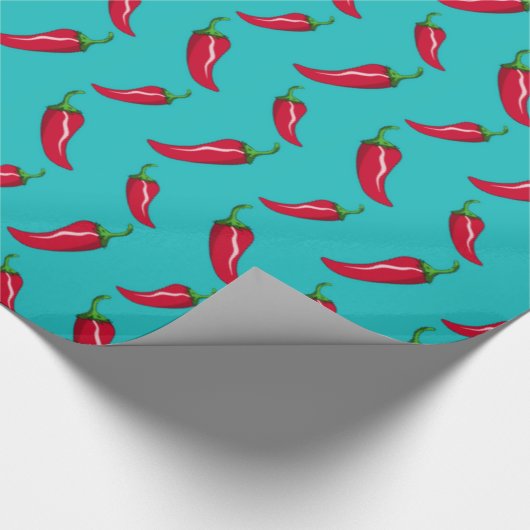 turquoise chili peppers cadeaupapier (Hoek)