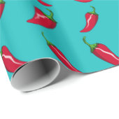 turquoise chili peppers cadeaupapier (Rol Hoek)