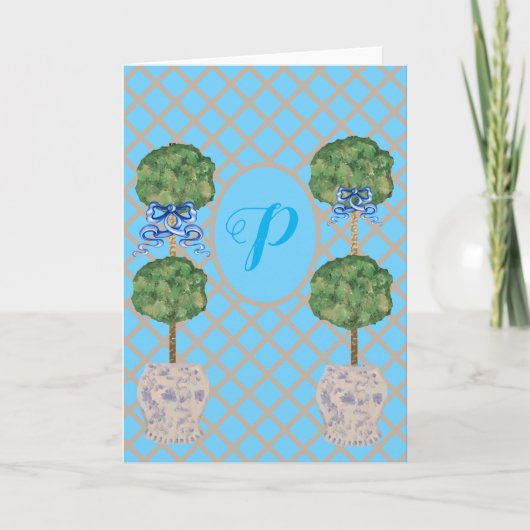 Turquoise Chinoiserie Ginger Jar Jars Topiary Kaart (Voorkant)