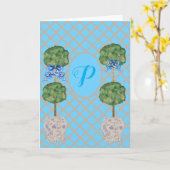 Turquoise Chinoiserie Ginger Jar Jars Topiary Kaart (Gele Bloem)