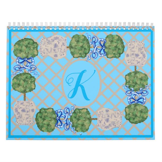 Turquoise Chinoiserie Ginger Jar Jars Topiary Kalender (Hoes)