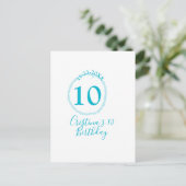 Turquoise circle. Round glitter 10th birthday bold Briefkaart (Staand voorkant)