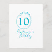 Turquoise circle. Round glitter 10th birthday bold Briefkaart (Voorkant)