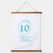 Turquoise circle. Round glitter 10th birthday bold Hangend Wandkleed (Voorkant)