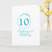 Turquoise circle. Round glitter 10th birthday bold Kaart (Gele Bloem)