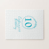 Turquoise circle. Round glitter 10th birthday bold Legpuzzel (Horizontaal)