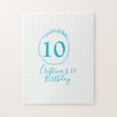 Turquoise circle. Round glitter 10th birthday bold Legpuzzel (Verticaal)