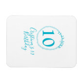 Turquoise circle. Round glitter 10th birthday bold Magneet (Horizontaal)