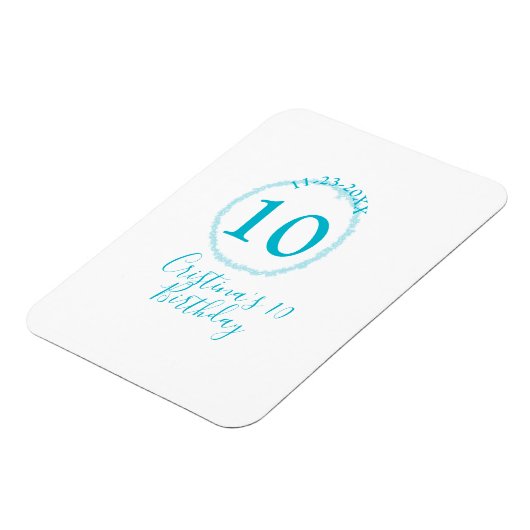 Turquoise circle. Round glitter 10th birthday bold Magneet (Linkerzijde)