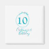 Turquoise circle. Round glitter 10th birthday bold Magneet (Voorkant)