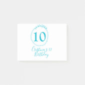 Turquoise circle. Round glitter 10th birthday bold Post-it® Notes (Voorkant)