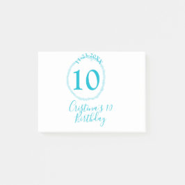 Turquoise circle. Round glitter 10th birthday bold Post-it® Notes
