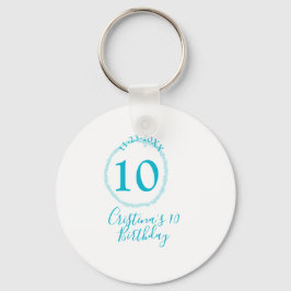 Turquoise circle. Round glitter 10th birthday bold Sleutelhanger