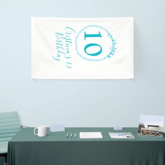 Turquoise circle. Round glitter 10th birthday bold Spandoek (Beurs)