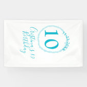 Turquoise circle. Round glitter 10th birthday bold Spandoek (Horizontaal)