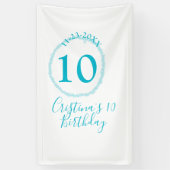 Turquoise circle. Round glitter 10th birthday bold Spandoek (Verticaal)
