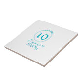 Turquoise circle. Round glitter 10th birthday bold Tegeltje (Zijkant)