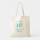 Turquoise circle. Round glitter 10th birthday bold Tote Bag (Achterkant)