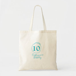 Turquoise circle. Round glitter 10th birthday bold Tote Bag