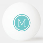 Turquoise Cirkel Monogram Gepersonaliseerd Pingpongbal (Voorkant)