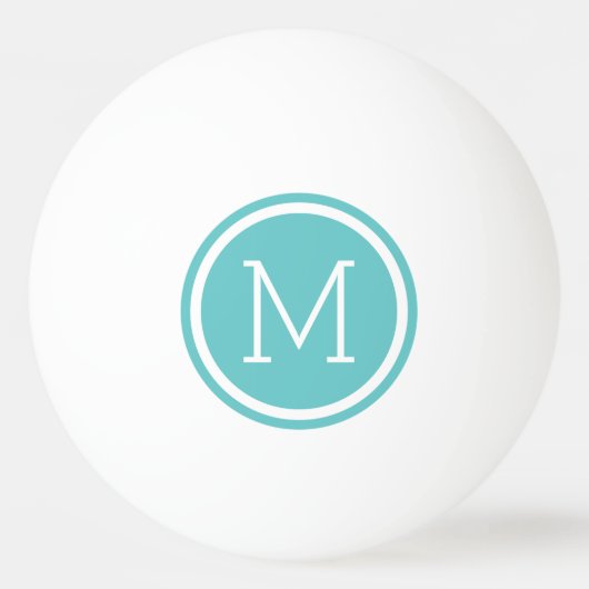 Turquoise Cirkel Monogram Gepersonaliseerd Pingpongbal (Voorkant)