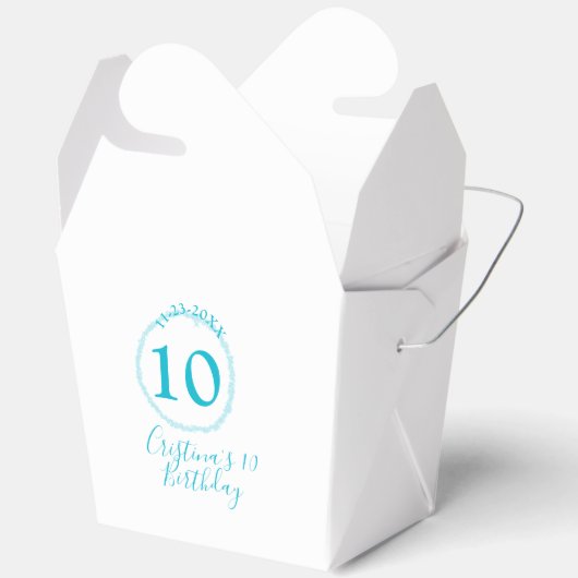 Turquoise cirkel. Ronde glitter 10e verjaardag vet Bedankdoosjes (Open)