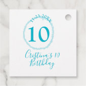 Turquoise cirkel. Ronde glitter 10e verjaardag vet Bedankjes Labels (Achterkant)