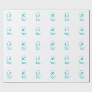 Turquoise cirkel. Ronde glitter 10e verjaardag vet Cadeaupapier