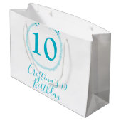 Turquoise cirkel. Ronde glitter 10e verjaardag vet Groot Cadeauzakje (Achterkant Gekanteld)