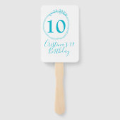 Turquoise cirkel. Ronde glitter 10e verjaardag vet Handwaaier (Achterkant)