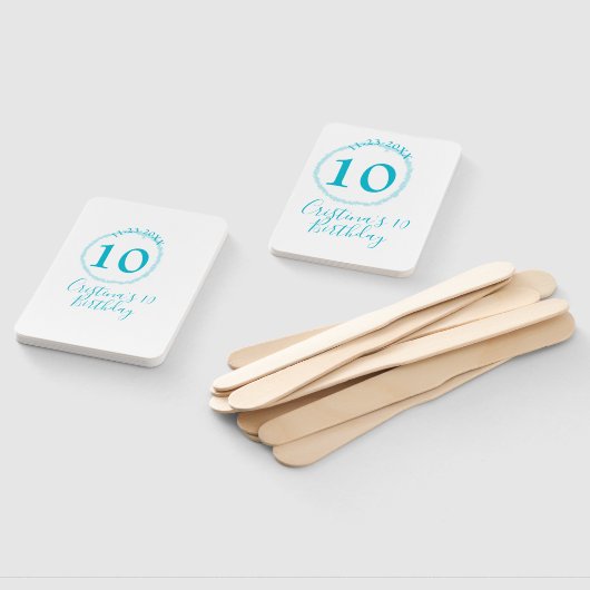 Turquoise cirkel. Ronde glitter 10e verjaardag vet Handwaaier (Niet-gemonteerd)