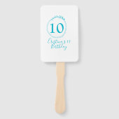 Turquoise cirkel. Ronde glitter 10e verjaardag vet Handwaaier (Voorkant)