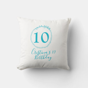 Turquoise cirkel. Ronde glitter 10e verjaardag vet Kussen