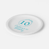 Turquoise cirkel. Ronde glitter 10e verjaardag vet Papieren Bordje (Gekanteld)