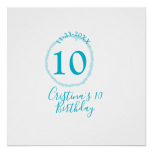 Turquoise cirkel. Ronde glitter 10e verjaardag vet Perfect Poster