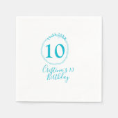 Turquoise cirkel. Ronde glitter 10e verjaardag vet Servet (Voorkant)