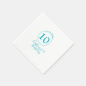 Turquoise cirkel. Ronde glitter 10e verjaardag vet Servet (Hoek)