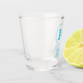 Turquoise cirkel. Ronde glitter 10e verjaardag vet Shot Glas (Links)